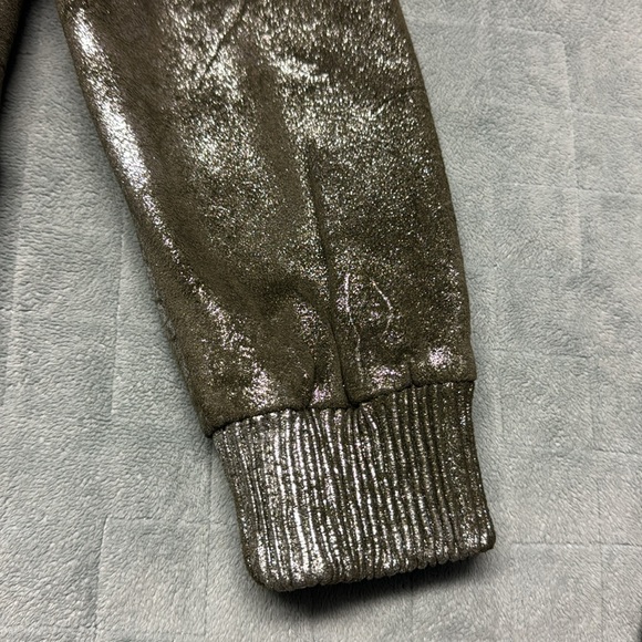 Zara Bomber Jacket, Shimmer Metallic, Zippered Pockets, Size XS - Picture 9 of 11